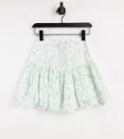 Asos Design Petite Ruffle Mini Skirt With Lace Up Detail In Floral Print-multi