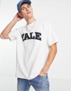 Topman Oversized Fit T-shirt With Front And Back Yale Print In White
