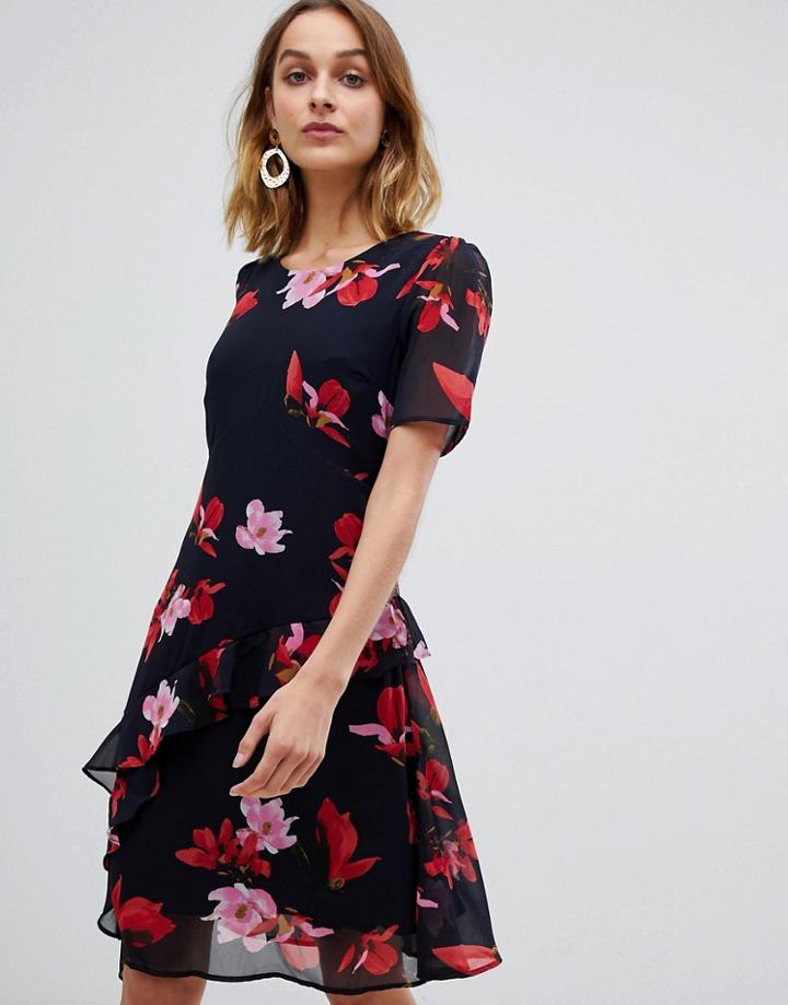 Vero Moda Floral Ruffle Panel Skater Dress