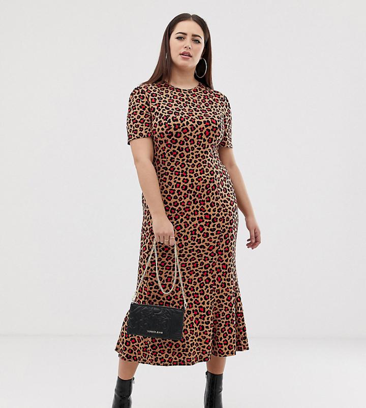 Asos Design Curve City Maxi Tea Dress In Animal Print - Multi