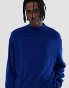 Asos Design Oversized Textured Sweater In Cobalt-blue