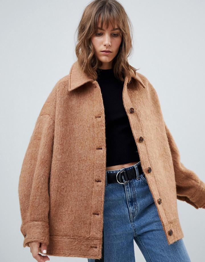 Weekday Oversized Wool Trucker Jacket - Beige