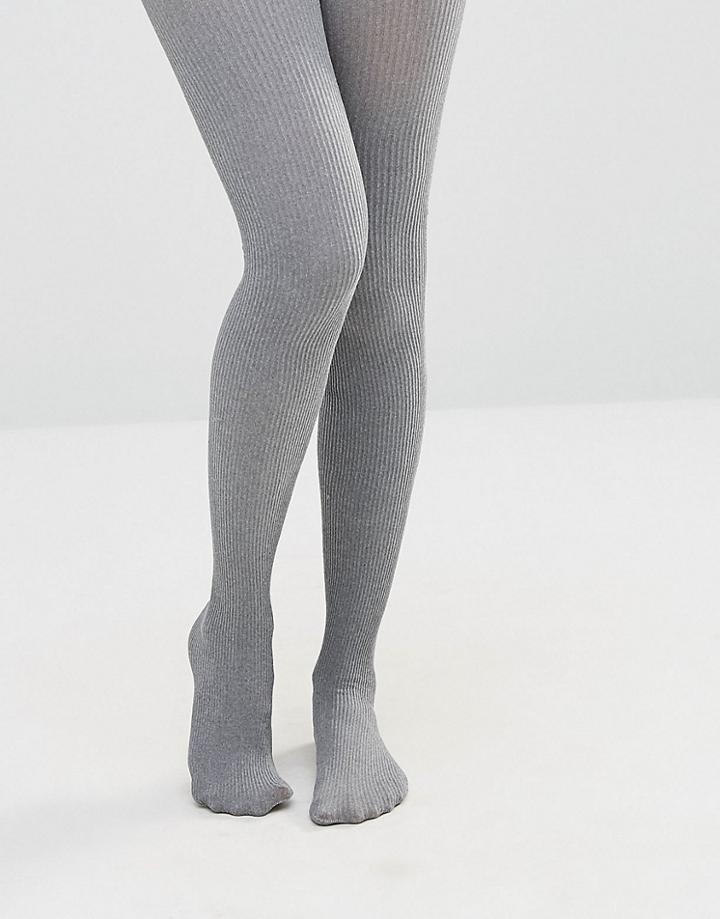 Asos Fine Rib Tights - Gray