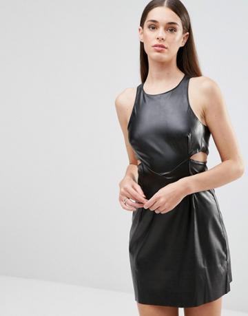 Tfnc Pu Dress With Cut Outs - Black