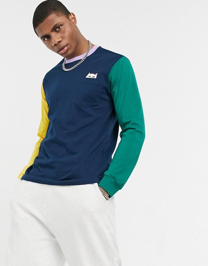 Ripndip Lord Nermal Color Block Long Sleeve Top In Multi