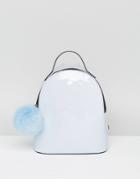 Asos Mini Patent Pom Backpack - Blue