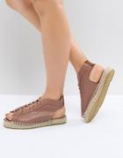 Pieces Lace Up Suede Look Espadrille - Purple