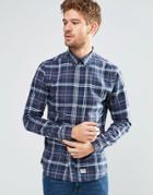 Blend Slim Check Shirt Buttondown In Insignia Blue - Insignia Blue