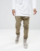 Granted Drop Crotch Joggers With Distressing - Khaki
