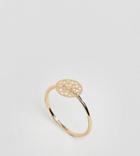 Asos Design Curve Pinky Ring With Filigree Detail In Gold - Gold
