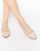 Park Lane Strappy Leather Flat Shoes - Nude Leather