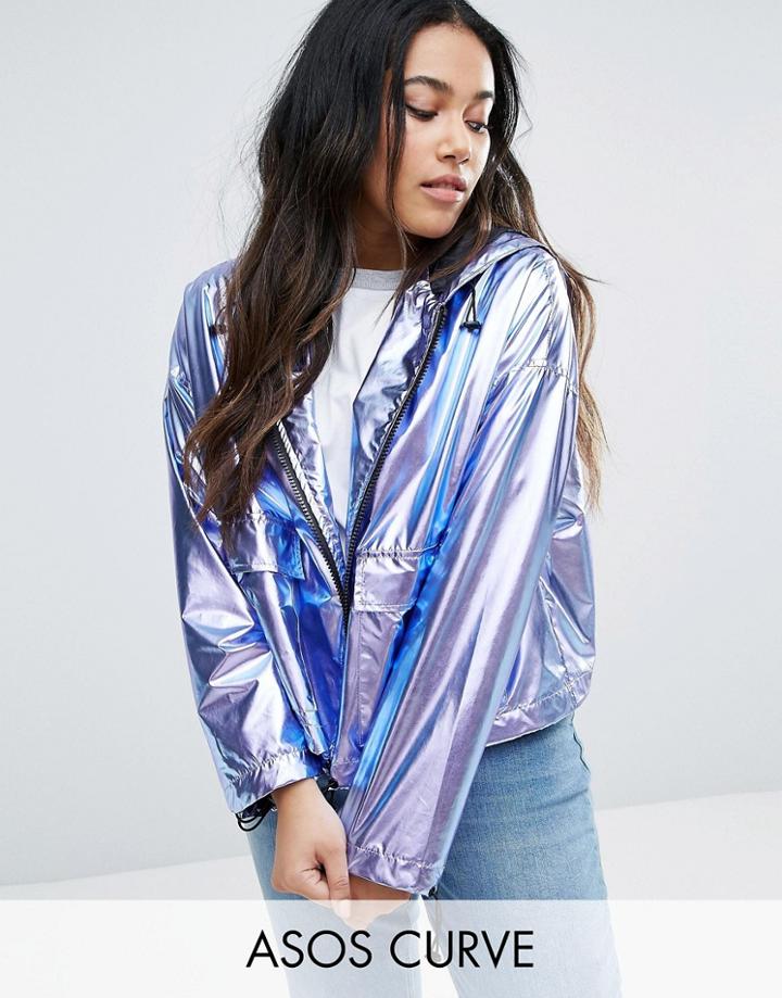 Asos Curve Cropped Metallic Anorak Jacket - Multi
