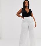 Koco & K Plus Wide Leg Pants In Ivory-white