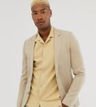 Asos Design Tall Skinny Suit Jacket In Stone Crepe