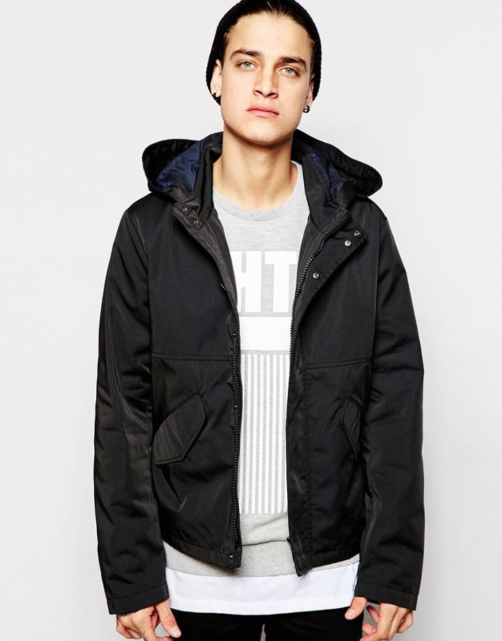 Asos Cropped Hooded Jacket In Black - Black