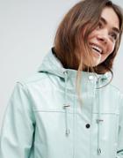 Asos Design Borg High Shine Rain Jacket - Green