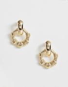 Asos Design Earrings With Open Bamboo Circle In Gold Tone