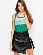 See U Soon Sleeveless Top With Eyelash Lace Insert - Green