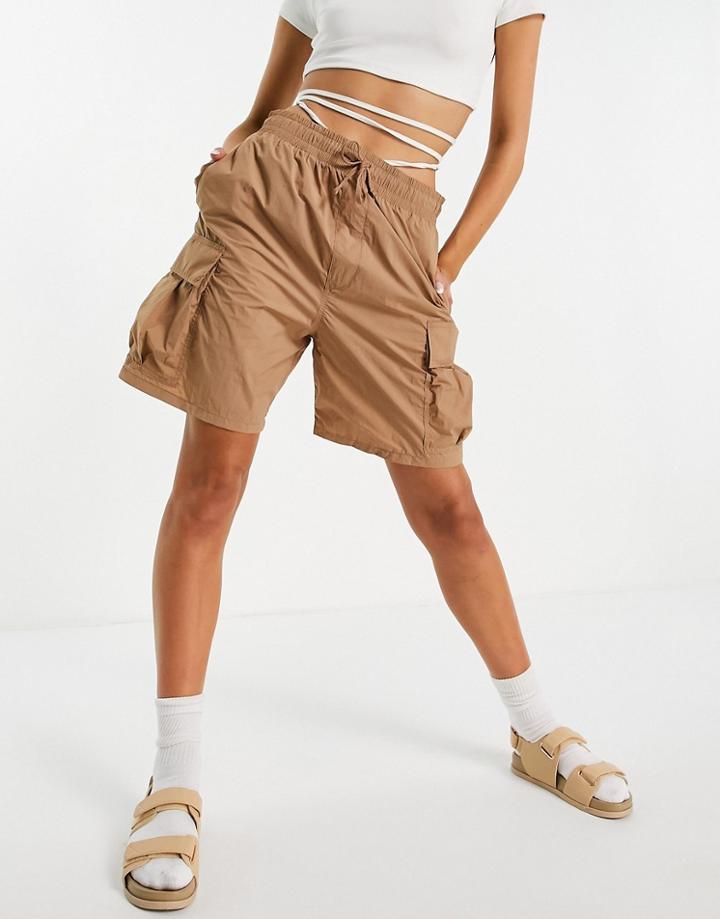 Weekday Nael Nylon Cargo Shorts In Beige-neutral