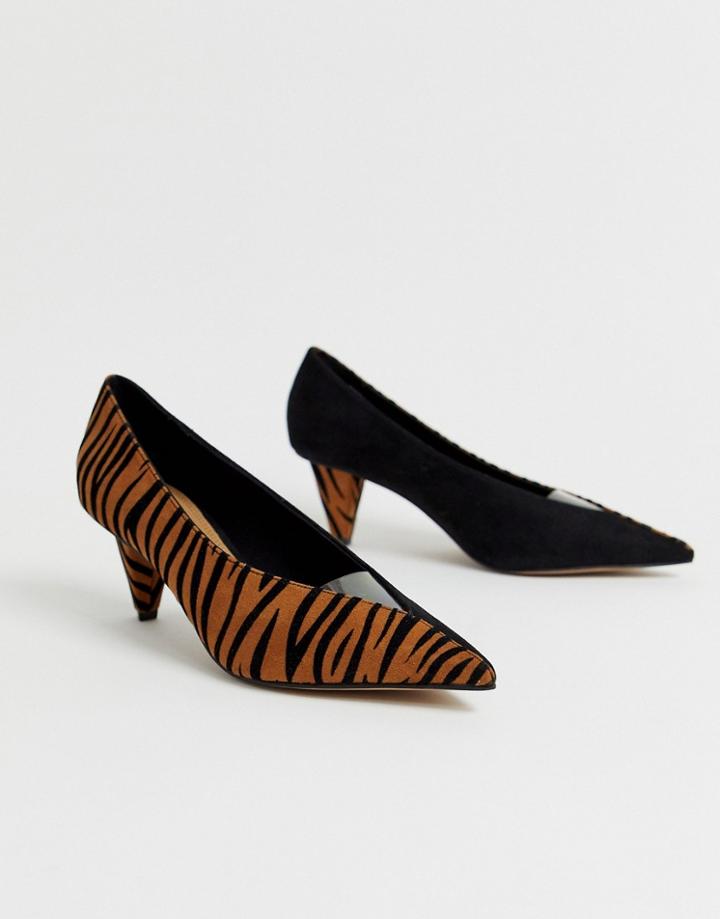 Asos Design Samina Mid Heeled Pumps In Tiger - Multi