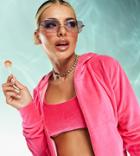 Asyou Velour Hoodie Set In Pink