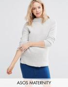 Asos Maternity Ultimate Chunky Sweater With High Neck - Gray