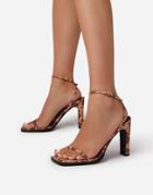 Ego Addyson Heeled Sandals In Brown Cow Print-multi