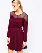 Oasis Lace Detail Dress - Berry