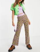 Asos Design Knitted Pants In Distorted Check Pattern - Part Of A Set-multi