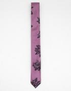Bolongaro Trevor Skinny Tie In Dark Pink Floral-purple