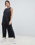 Asos Design Maternity Minimal Jumpsuit With Ruching Detail - Gray