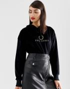 Fred Perry Velour Hoodie With Gold Logo - Black