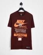 Nike Nyc Souvenir Graphic Print T-shirt In Dark Brown