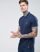 Pretty Green Barton Pique Polo In Navy - Navy