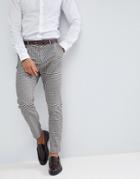 Stradivarius Prince Of Wales Check Chino In Gray - Gray