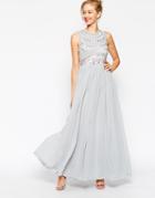 Asos Embellished Armour Maxi Dress - Ice Gray