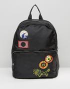Asos Backpack With Souvenir Badges In Black - Black