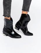 Daisy Street Western Flat Ankle Boots - Black