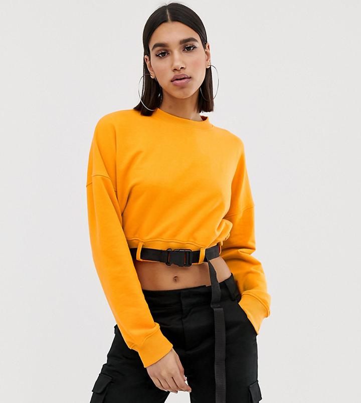 Missguided Belted Crop Sweat In Orange - Orange