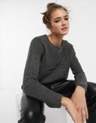 Jdy Pullover Knitted Sweater In Dark Gray-grey