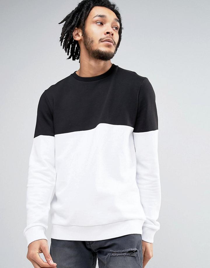 New Look Color Block Sweat In Black - Black