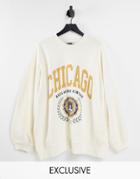 Reclaimed Vintage Inspired Ecru Chicago Unisex Sweat-white