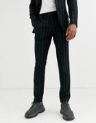 Asos Design Skinny Suit Pants In Tonal Stripe-black