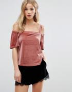 New Look Velvet Bardot Top - Red