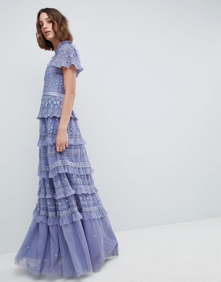 Needle & Thread High Neck Layered Maxi Dress - Purple
