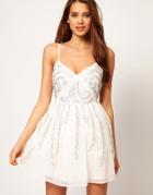 Asos Skater Dress With Scatter Sequins - Cream