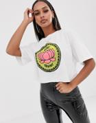 Hnr Ldn Coin Graphic Print Cropped T-shirt-white