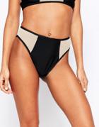 Jaded London Black & Nude Mesh Insert Bikini Bottoms