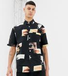 Crooked Tongues Printed Shirt In Short Sleeve - Black