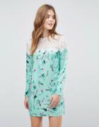 E.f.l.a Lace Panel Smock Dress In Floral-multi
